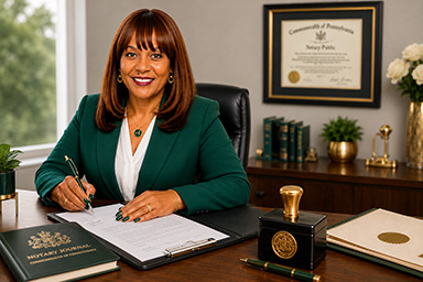 Arlene Vincent Pennsylvania Notary Public and owner of Arlene Mobile Notary Services